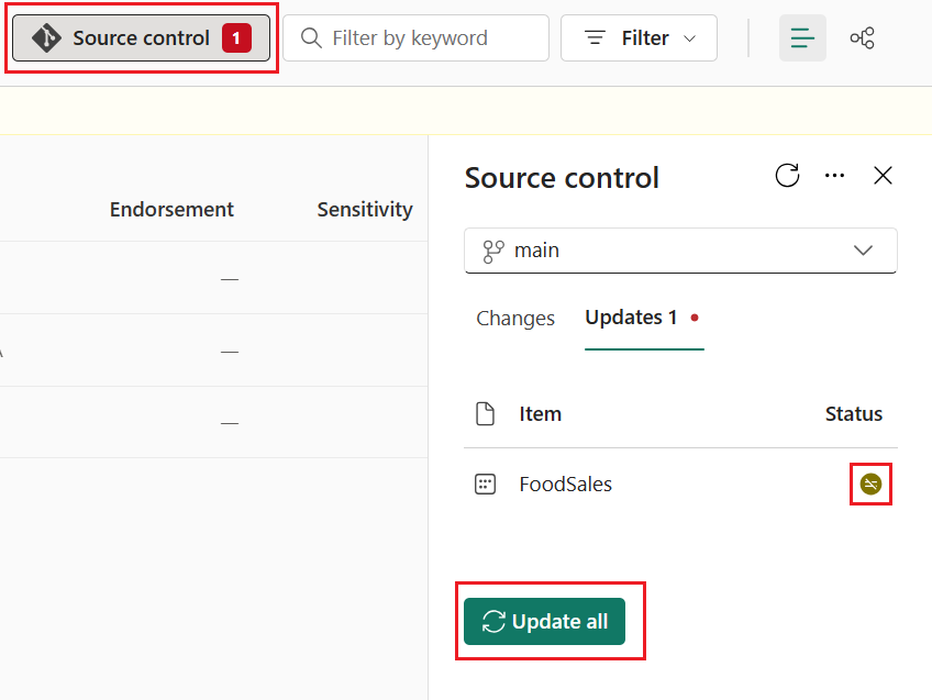 Captura de tela da interface do usuário do espaço de trabalho de atualização.