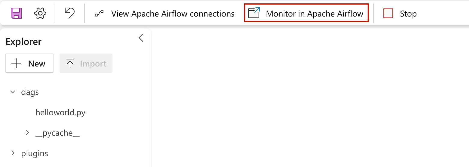 Captura de tela para monitorar o DAG de fluxo de ar.