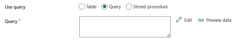 Captura de ecrã a mostrar as definições de consulta.