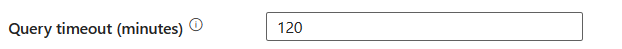 Captura de ecrã a mostrar as definições de tempo limite de consulta.