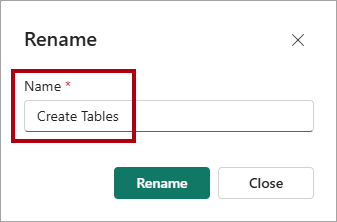 Captura de tela da janela Renomear, mostrando o nome do script inserido.