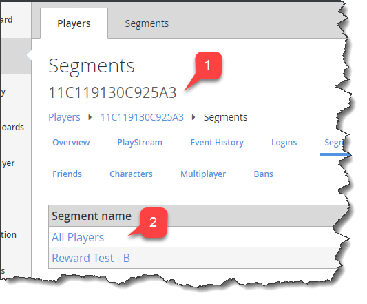 Game Manager - Players Segments Page