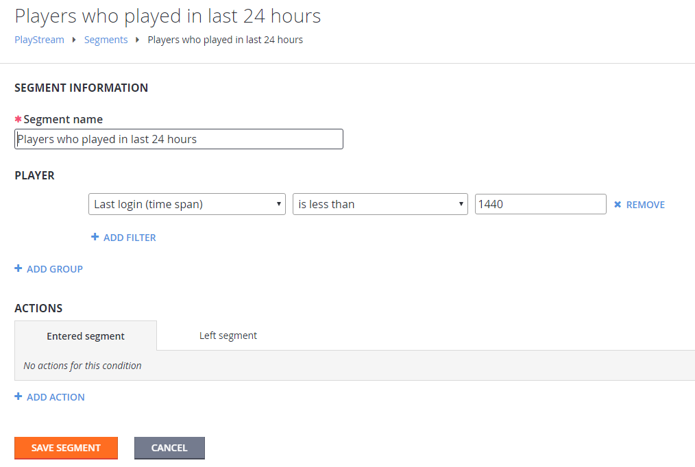 Game Manager - PlayStream - Segments - Players in 24 hours
