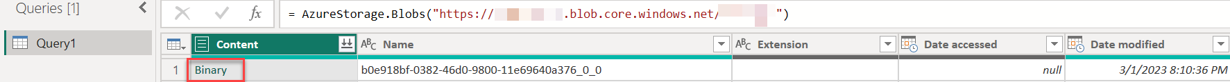 Uma captura de ecrã que mostra como transformar os dados binários no Power BI.