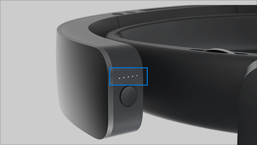 Imagem que mostra as luzes indicadoras do HoloLens.