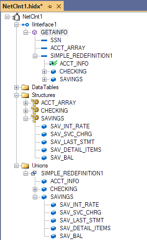 Screenshot shows metadata artifact design view for CICS in the HIS Designer.