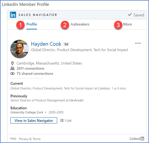 Contact LinkedIn member profile.