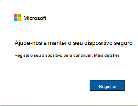 Captura de ecrã a mostrar como registar o dispositivo com Intune.