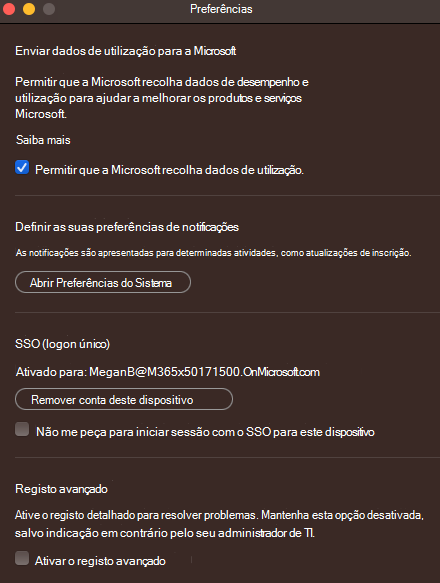 Não me peça para iniciar sessão com o início de sessão único para este dispositivo.