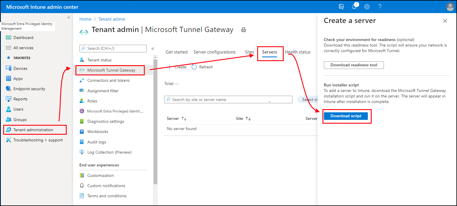 Captura de tela para download do script de instalação