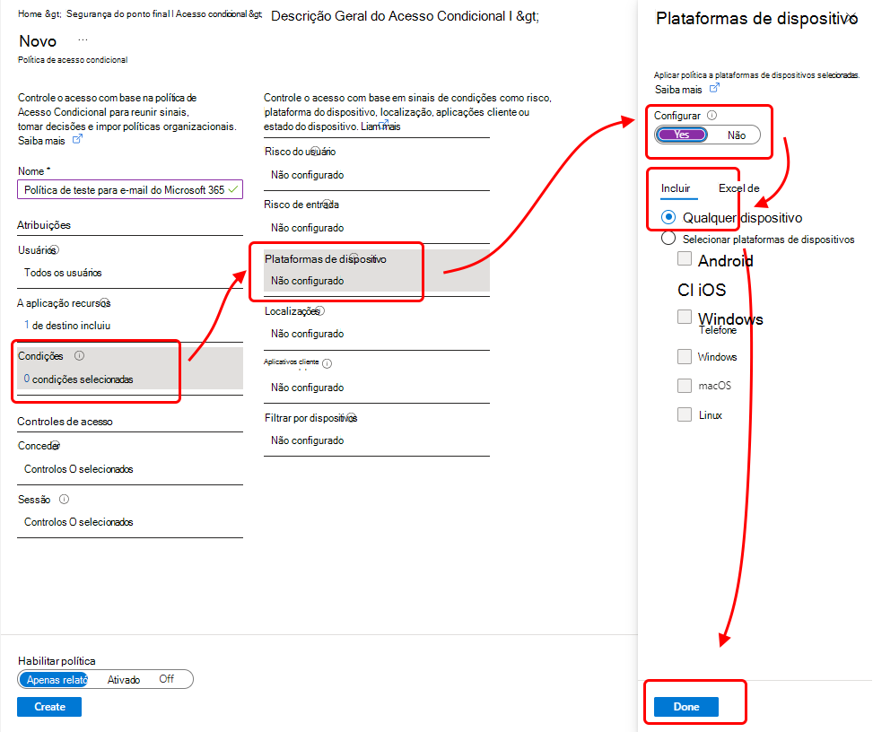 Configurar as plataformas de dispositivos