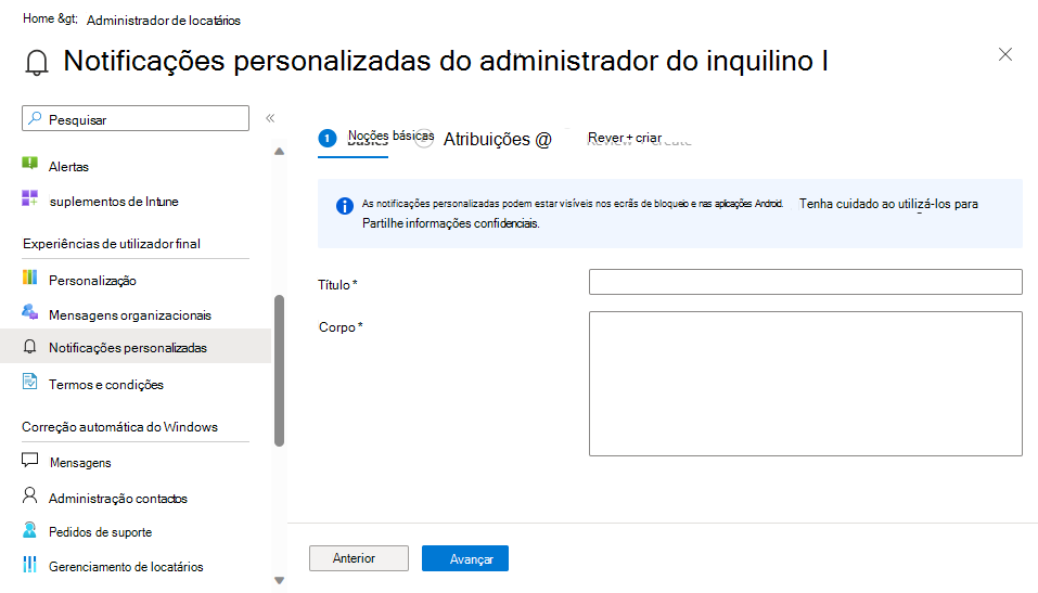 Criar uma notificação personalizada