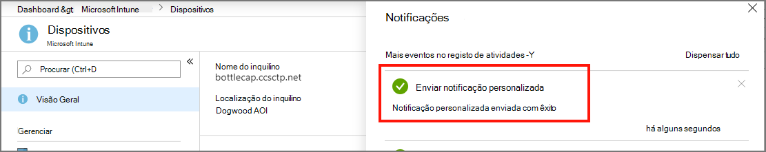 Confirmação de uma notificação enviada