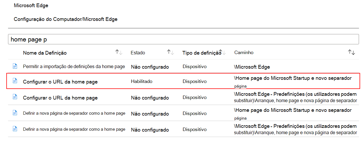 Captura de ecrã a mostrar Quando configura uma definição do ADMX, o estado é apresentado como ativado no Microsoft Intune e Intune centro de administração.