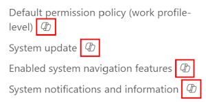 Captura de tela que mostra a dica de ferramenta do Copilot para uma configuração no Microsoft Intune e no centro de administração do Intune.