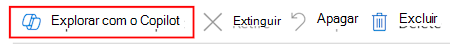 Captura de tela que mostra como selecionar Explorar com o Copilot ao selecionar um dispositivo no Microsoft Intune e no centro de administração do Intune.