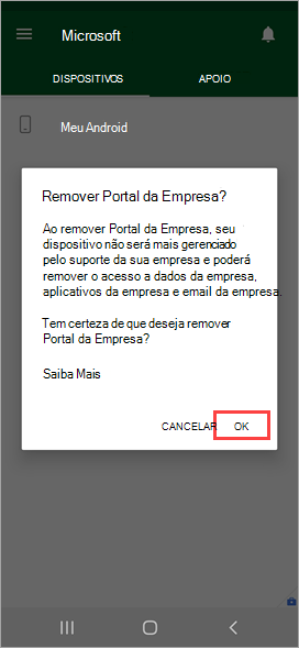 Captura de ecrã a mostrar Portal da Empresa aplicação,