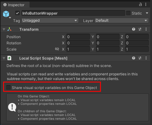 Uma captura de tela de 3.2 - Info_Dialog GameObject Hierarchy com Information_Button selecionado