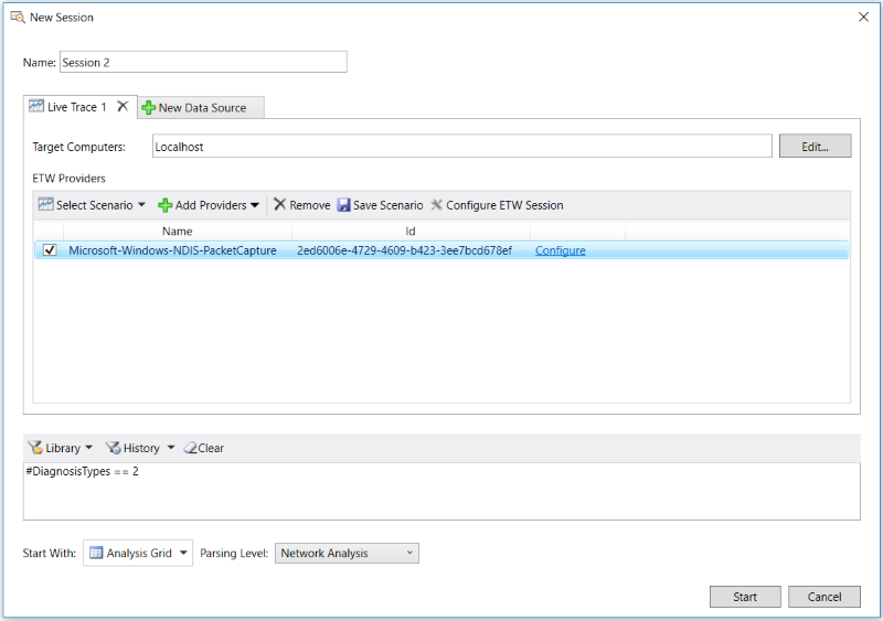 Live Trace Session configuration