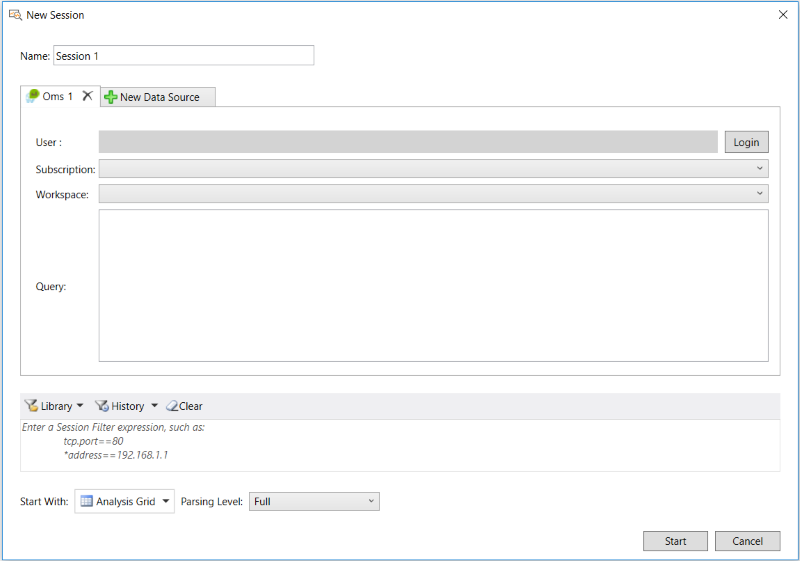 OMS log data retrieval interface