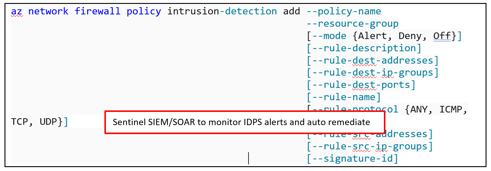 imagem a mostrar como adicionar uma assinatura de intrusão de substituição ou uma regra de desativação para deteção de intrusões com a CLI