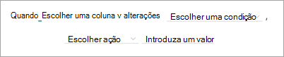 Captura de ecrã a mostrar a página Criar uma regra com a instrução da regra de início.