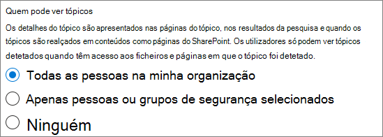 Captura de ecrã das opções de quem pode ver tópicos.