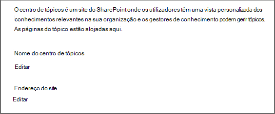 Captura de ecrã da página Centro de tópicos.