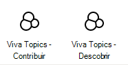 Captura de ecrã a mostrar Topics cartões na caixa de ferramentas Viva Connections.