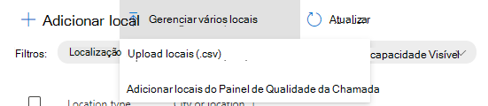 Menu Gerir várias localizações.