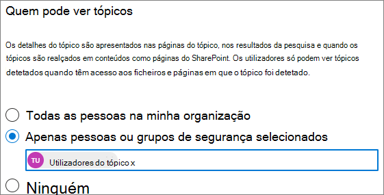 Captura de ecrã da página Quem pode ver tópicos.