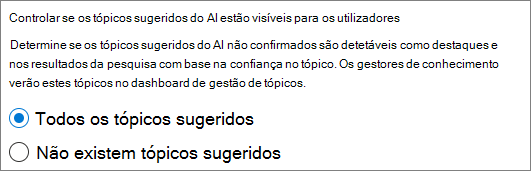 Captura de ecrã a mostrar a exclusão da interface de utilizador dos tópicos sugeridos.