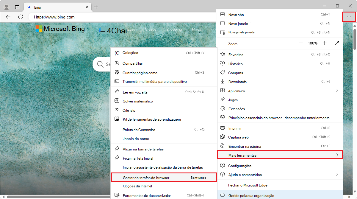 Abrir o Gestor de Tarefas do Browser Microsoft Edge