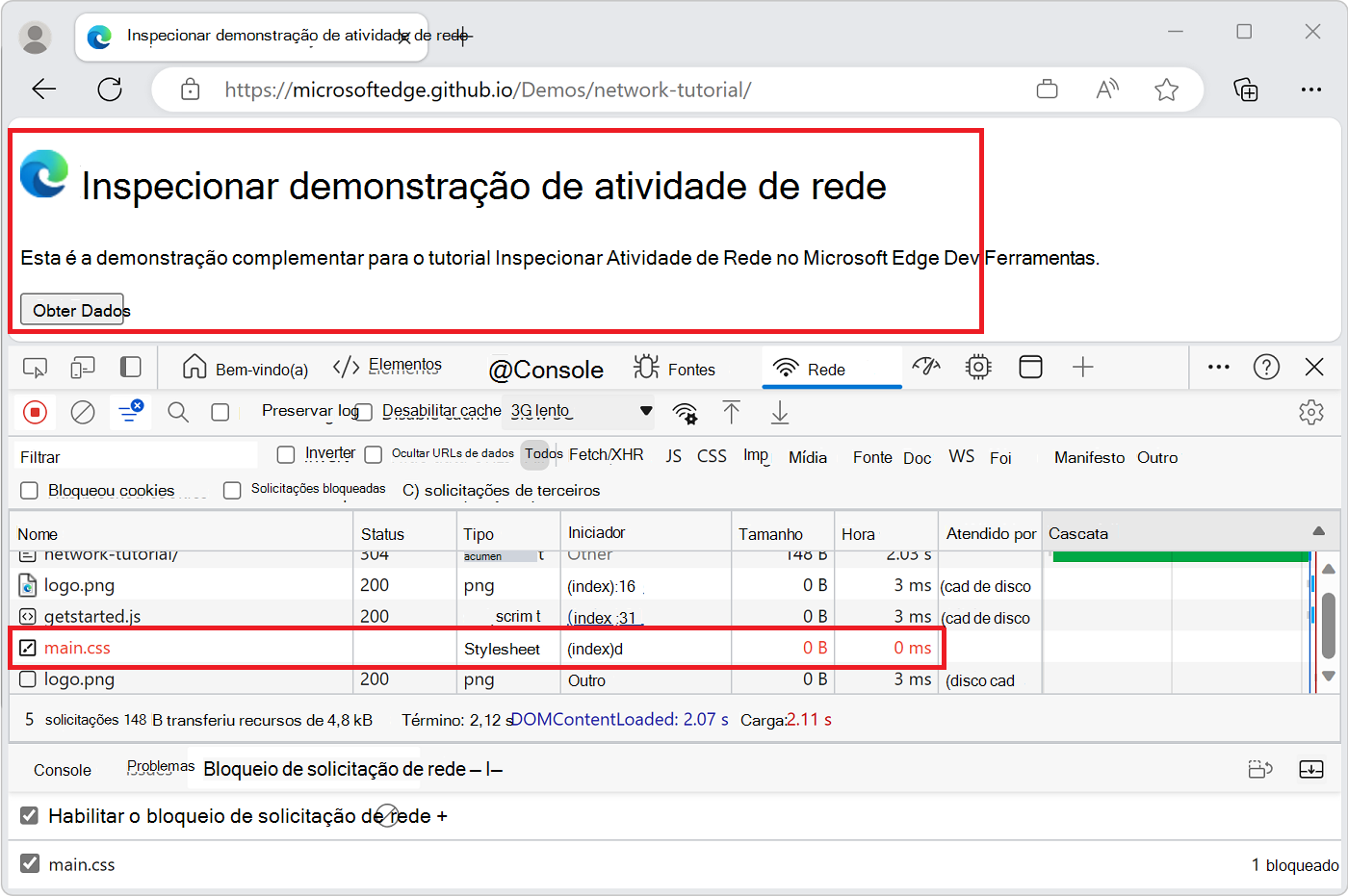 main.css foi bloqueado