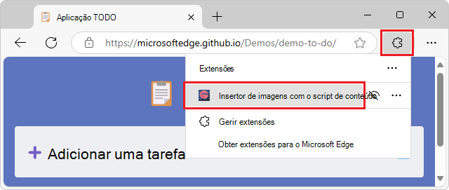 Clicar no ícone da extensão para abrir a extensão