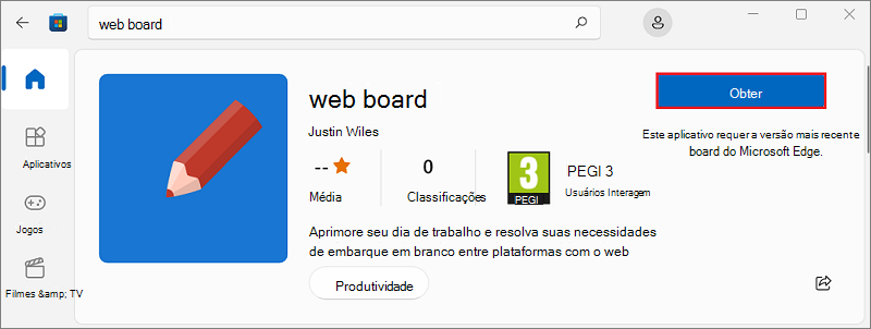 Instalar uma aplicação a partir da Microsoft Store