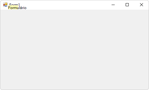 A janela Formulário1 vazia do projeto WinForms novo