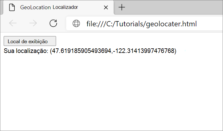 Apresentar as coordenadas de geolocalização do utilizador no Microsoft Edge