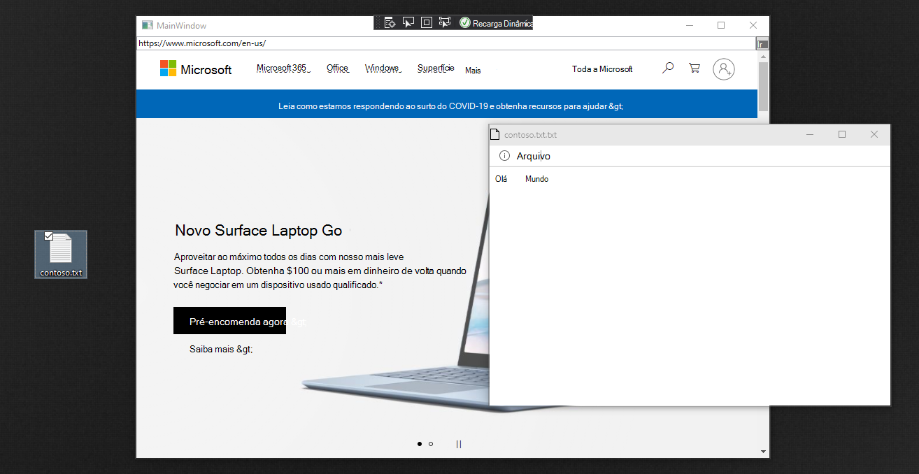 Resultado de arrastar e soltar contoso.txt