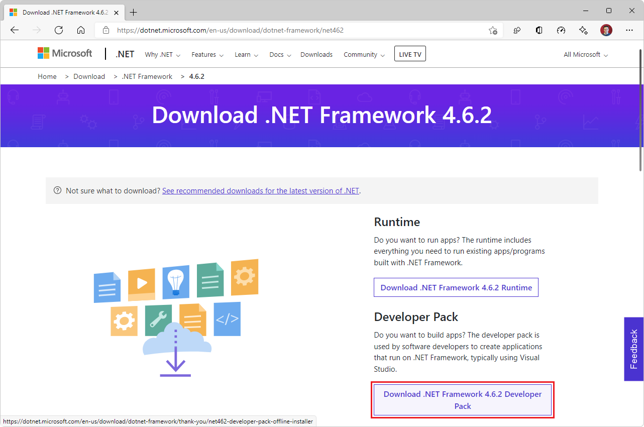 A transferir .NET Framework 4.6.2 Developer Pack