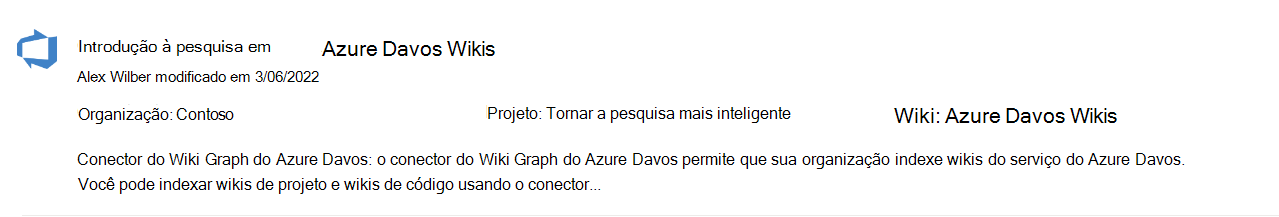 Exemplo de um layout para o conector wiki do Azure DevOps.