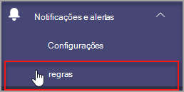 Seção Regras no centro de administração.