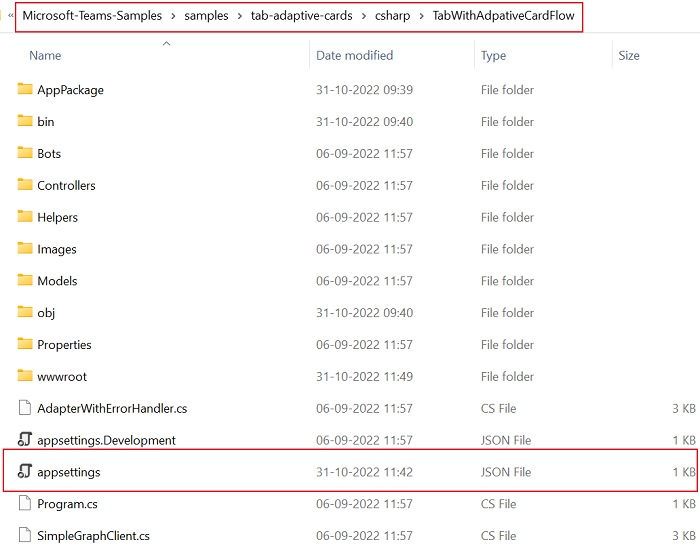 localização de appsetting