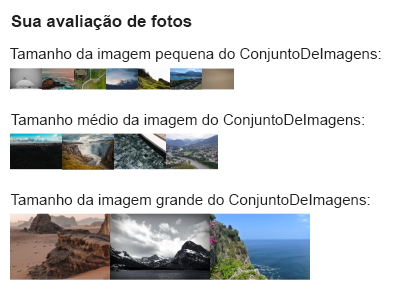 O exemplo mostra um cartão de conjunto de imagens do Cartão Adaptável no dispositivo móvel.