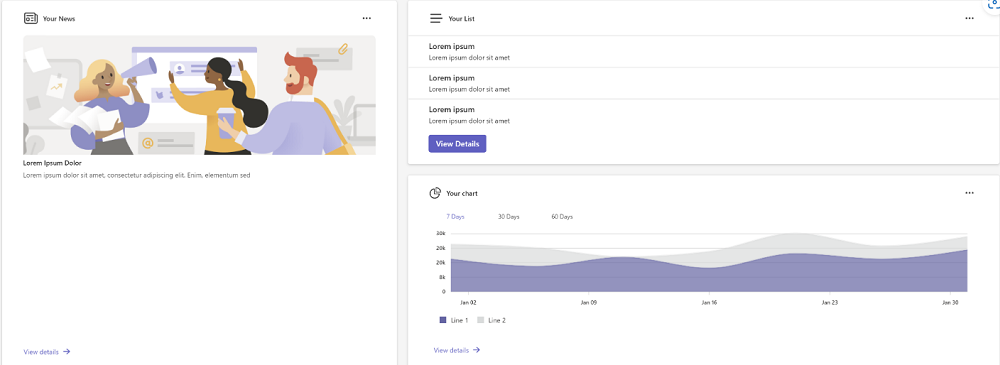 Captura de ecrã a mostrar a personalização de dois widgets.