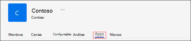 Captura de ecrã a mostrar a seleção do separador Aplicações em Contoso.