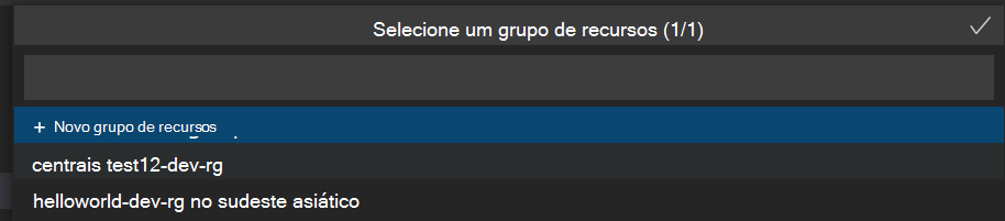 Captura de ecrã a mostrar os recursos para o aprovisionamento.