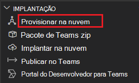 Captura de ecrã a mostrar o comando de aprovisionamento