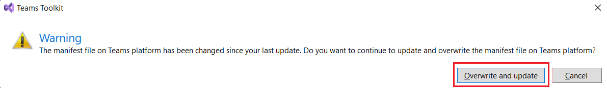 Captura de ecrã a mostrar a substituição da aplicação no portal do programador do Teams.