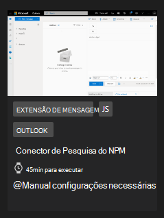 Captura de ecrã a mostrar o exemplo do Conector de Pesquisa do NPM na galeria de Exemplos do Teams Toolkit.